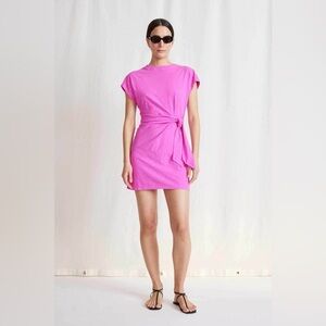 NWT Apiece Apart Tuckernuck Nina Cinched Mini Dress - Short Sleeve Fuchsia Sz 2X